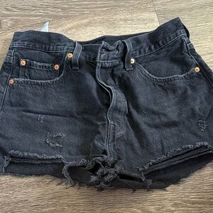 Levi's Distressed Black Jean Shorts